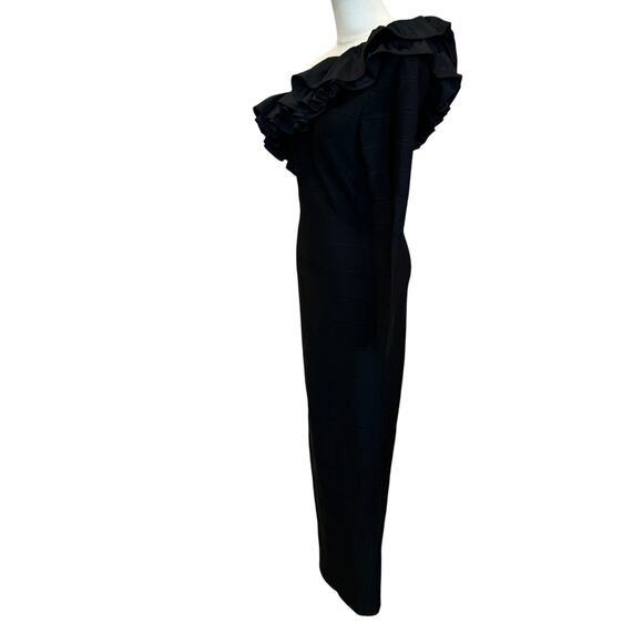 Herve Leger Black Bandage Gown MEDIUM One Shoulder Ruffle Formal Designer $1990 - Picture 9 of 12